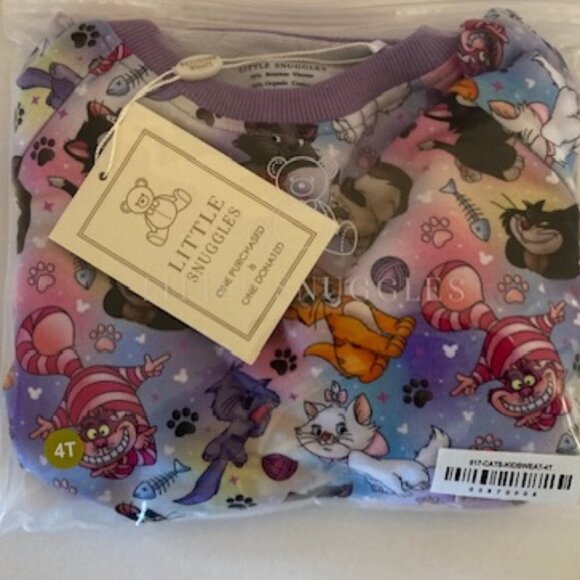 NWT Little Snuggles Toddler Disney Cats Marie/Cheshire/Figaro Bamboo Crewneck - Picture 4 of 6